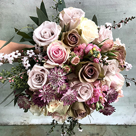 Nude and pastel wedding flowers