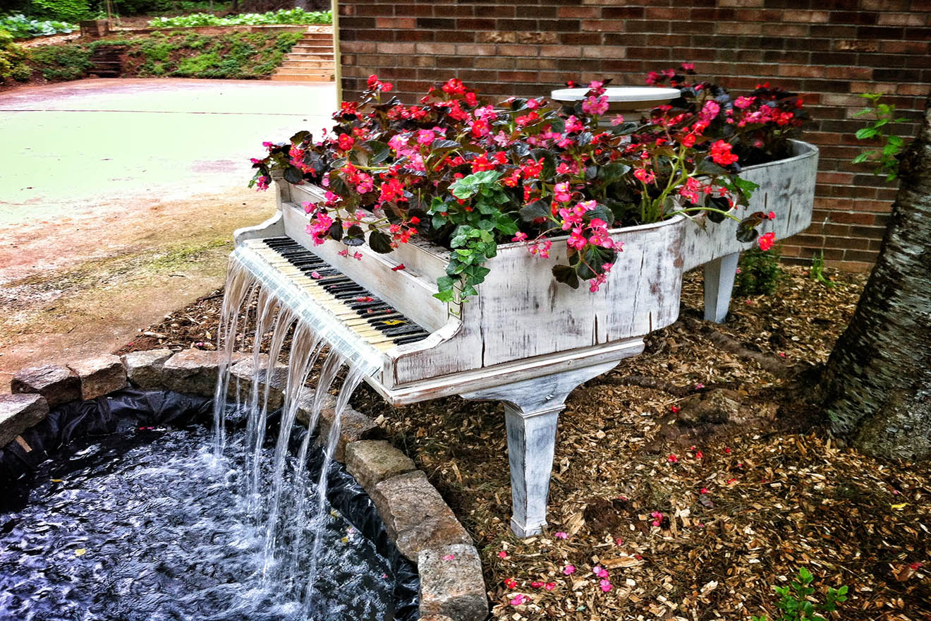 Old Piano Water Planter